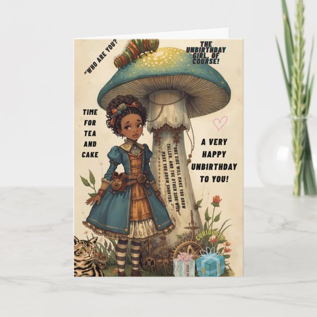 Tarjeta de felicitación de no cumpleaños de Alicia (Anverso)