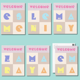 tarjeta de felicitación de nombre de niña de 4 let