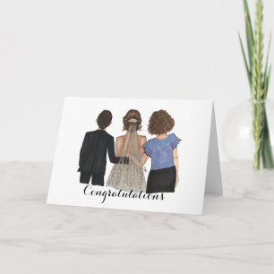 Tarjeta de felicitación de novia con padres
