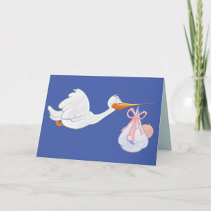 TARJETA DE FELICITACIÓN DE NUEVO BEBÉ DE LA CIGÜEÑ