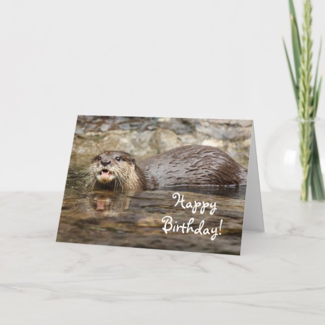 Tarjeta de felicitación de nutria de cumpleaños (Anverso)