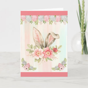 Tarjeta de felicitación de orejas de conejo floral