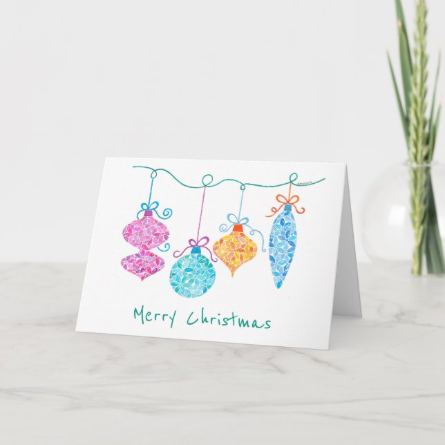 Tarjeta de felicitación de Ornamentos de Navidad (Anverso)