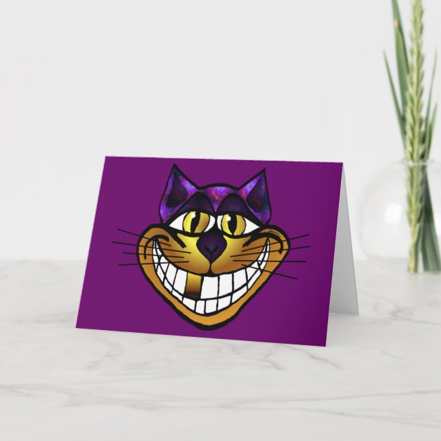 Tarjeta de felicitación de oro del gato de (Anverso)