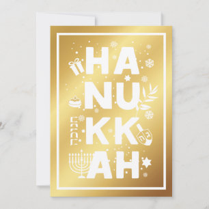 Tarjeta de felicitación de oro HANUKKAH