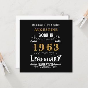 Tarjeta de felicitación de oro negro retro 1963