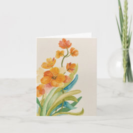 Tarjeta de felicitación de orquídea naranja doblad