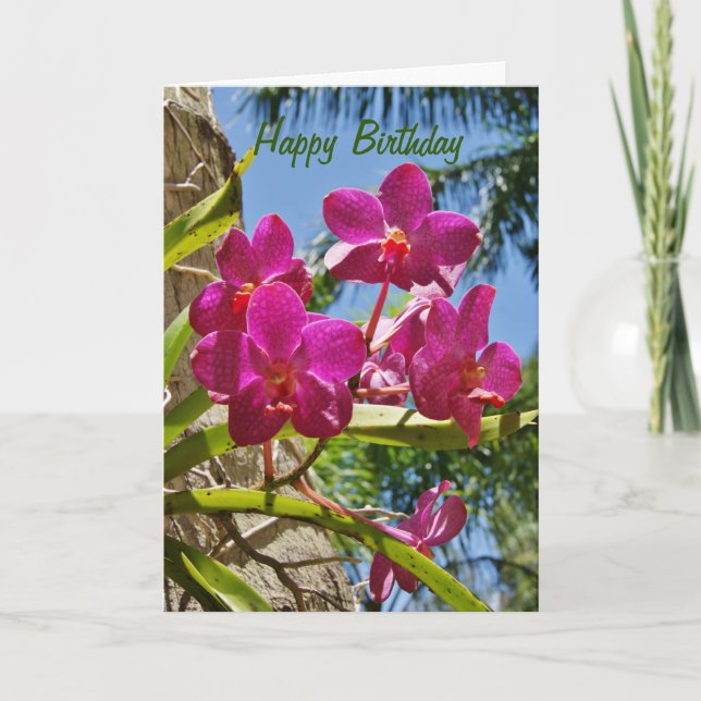 Tarjeta de felicitación de Orquídeas de Cumpleaños (Anverso)