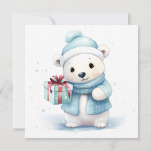 Tarjeta de Felicitación de Oso Polar de Navidad