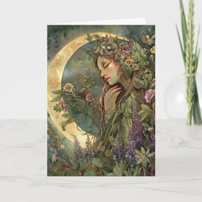 Tarjeta de Felicitación de Ostara de Luna Crecient (Anverso)