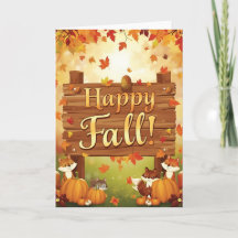Tarjeta de Felicitación de Otoño Acogedor