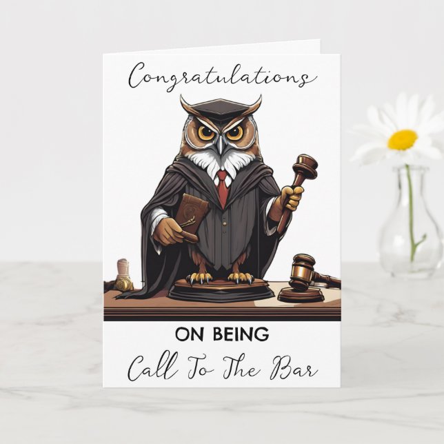 Tarjeta de felicitación de Owl Lawyer al bar (Planta pequeña)