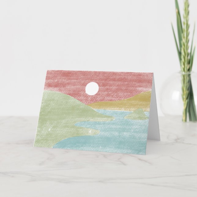 Tarjeta de felicitación de paisaje minimalista dib (Anverso)