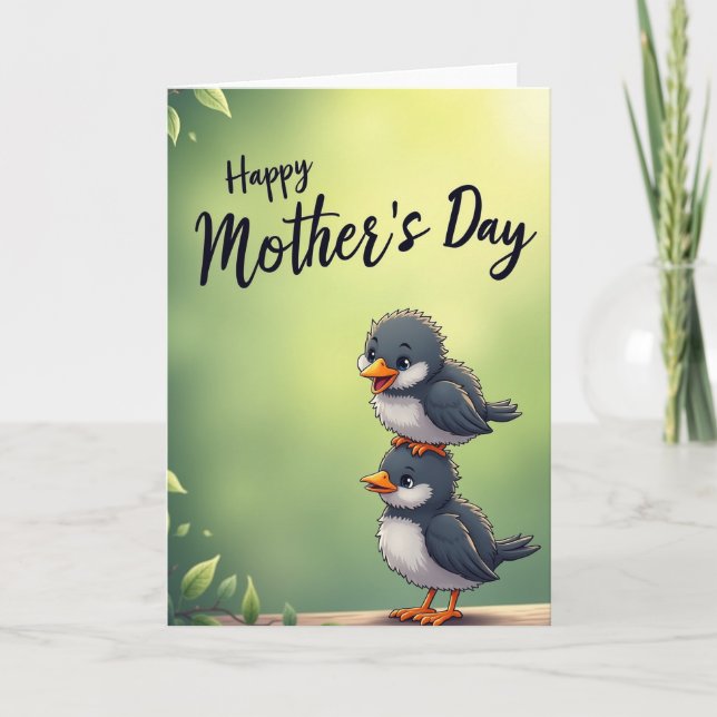Tarjeta de felicitación de pájaros con gradiente (Anverso)