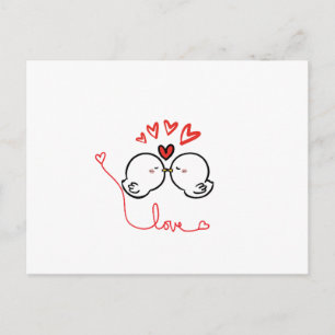 Tarjeta de felicitación de pájaros de amor besándo