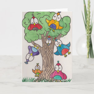 Tarjeta de felicitación de pájaros ilustrados lind