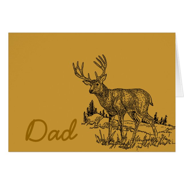 Tarjeta de felicitación de papá de ciervo en campo (Anverso (Horizontal))