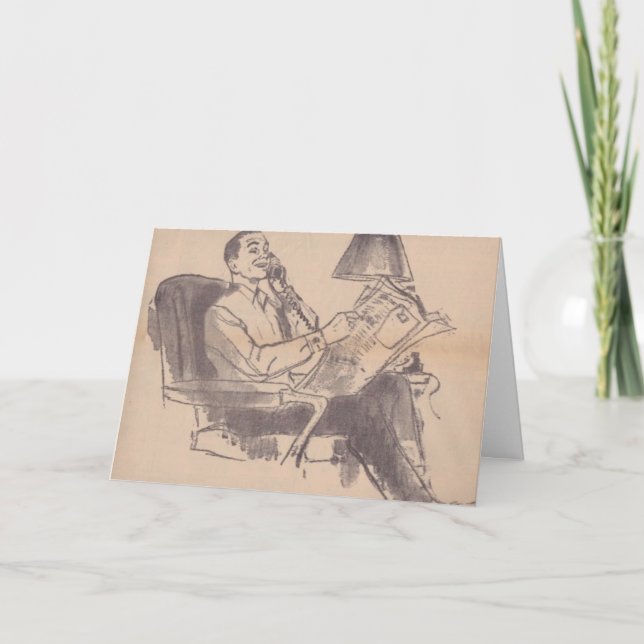 Tarjeta de felicitación de papá de periódico de ép (Anverso)