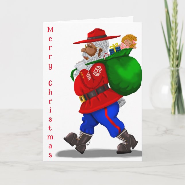 Tarjeta de felicitación de Papá Noel Militar Afric (Anverso)