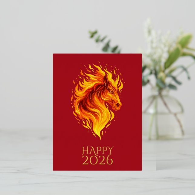 Tarjeta de felicitación de papel de aluminio rojo  (Anverso de pie)