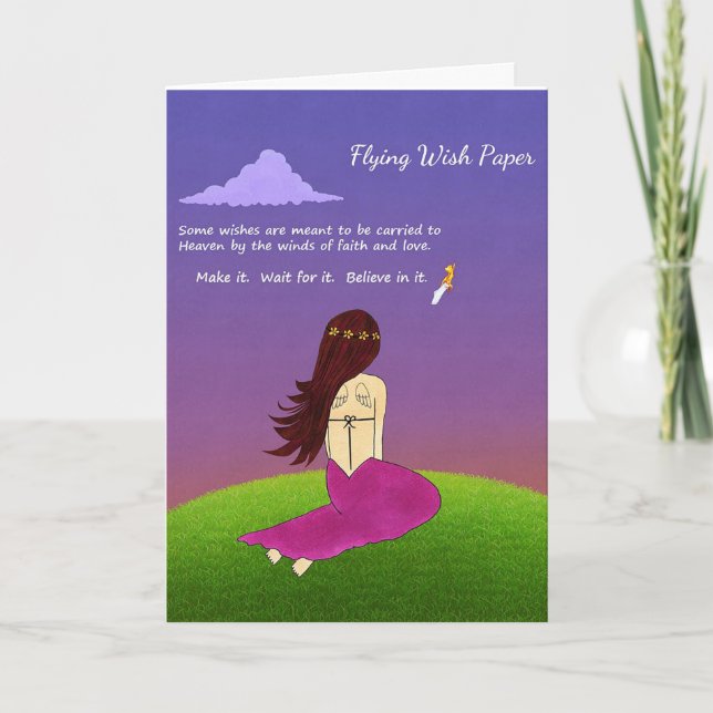 Tarjeta de felicitación de papel de deseo volador (Anverso)