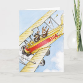Tarjeta de felicitación de pareja Aviator Rabbit