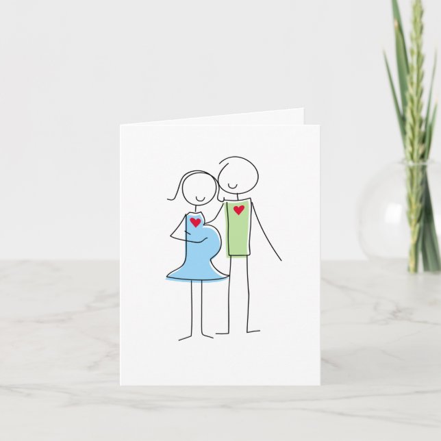 Tarjeta de felicitación de pareja, azul y verde (Anverso)