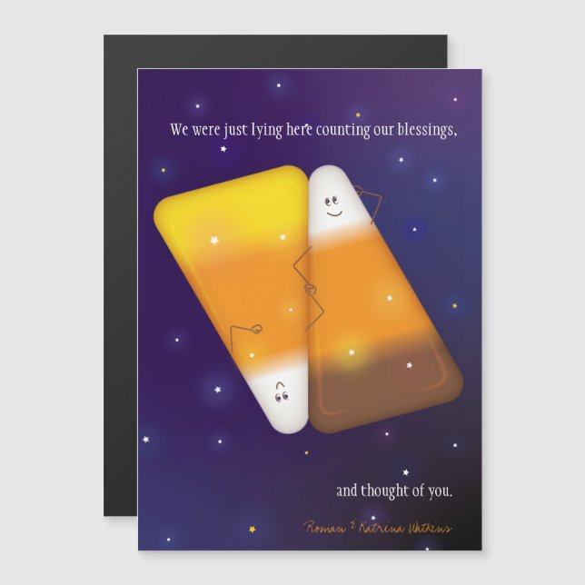 Tarjeta de felicitación de pareja de maíz dulce (Anverso/Reverso)