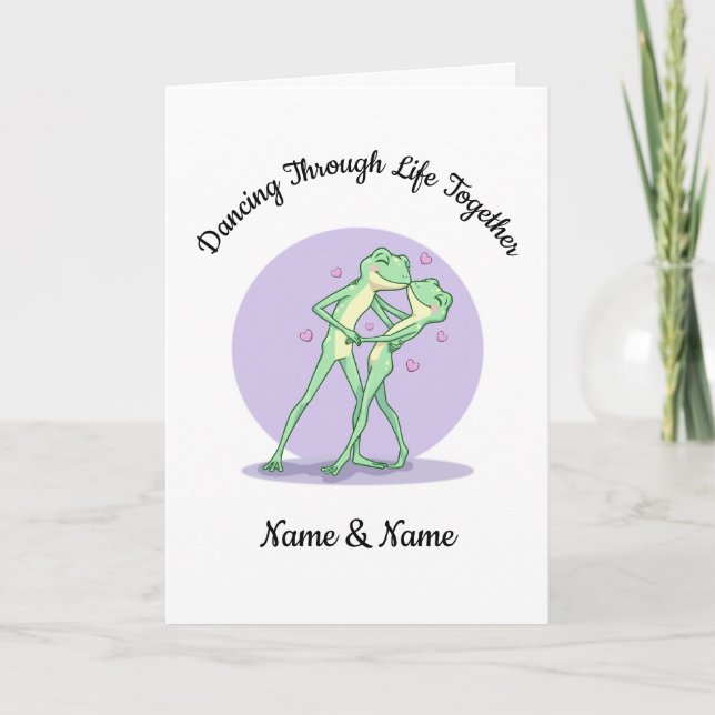 Tarjeta de felicitación de pareja de ranas persona (Anverso)
