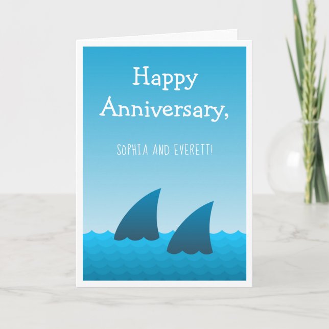 Tarjeta de felicitación de pareja de tiburones de  (Anverso)