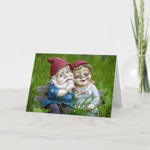 Tarjeta de felicitación de pareja Gnomes Garden