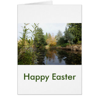 tarjeta de felicitación de Pascua con estanque rel