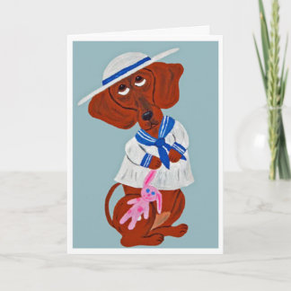 Tarjeta de felicitación de Pascua de Dachshund fel