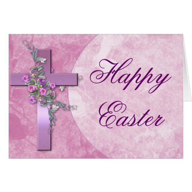 Tarjeta de felicitación de Pascua de la Cruz Púrpu (Anverso (Horizontal))