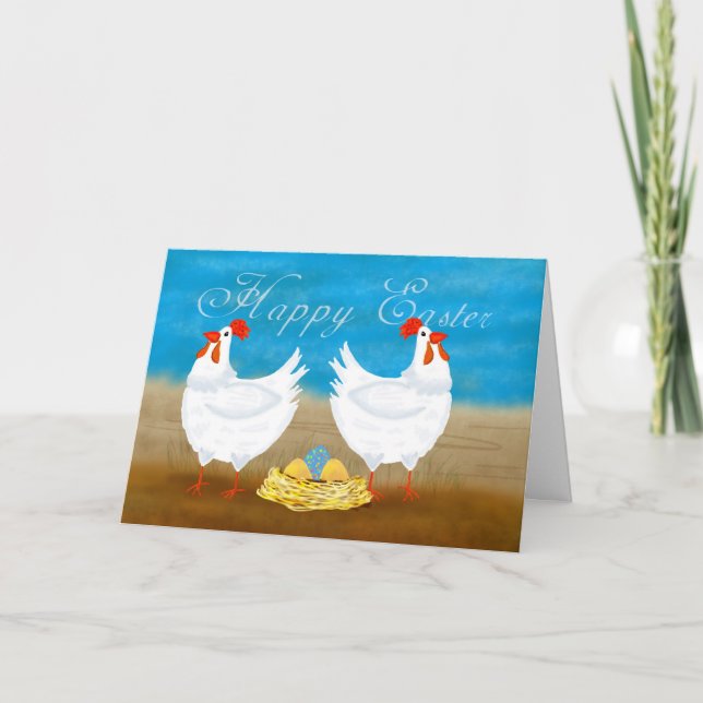 Tarjeta de felicitación de Pascua de pollo diverti (Anverso)