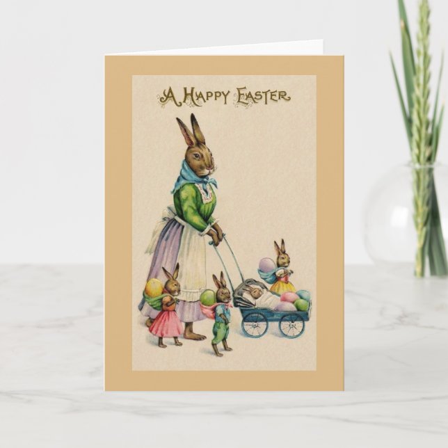 Tarjeta de felicitación de Pascua del vintage (Anverso)