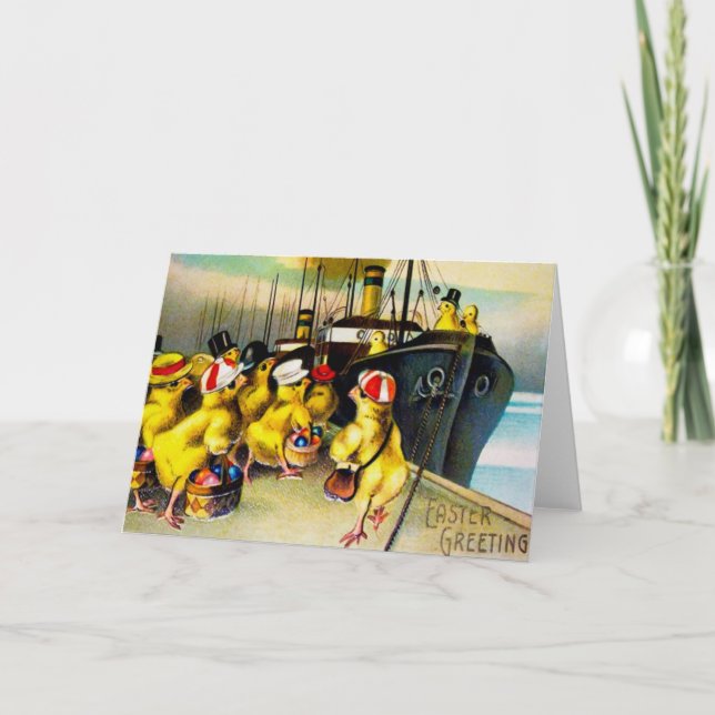 Tarjeta de felicitación de Pascua Vintage (Anverso)