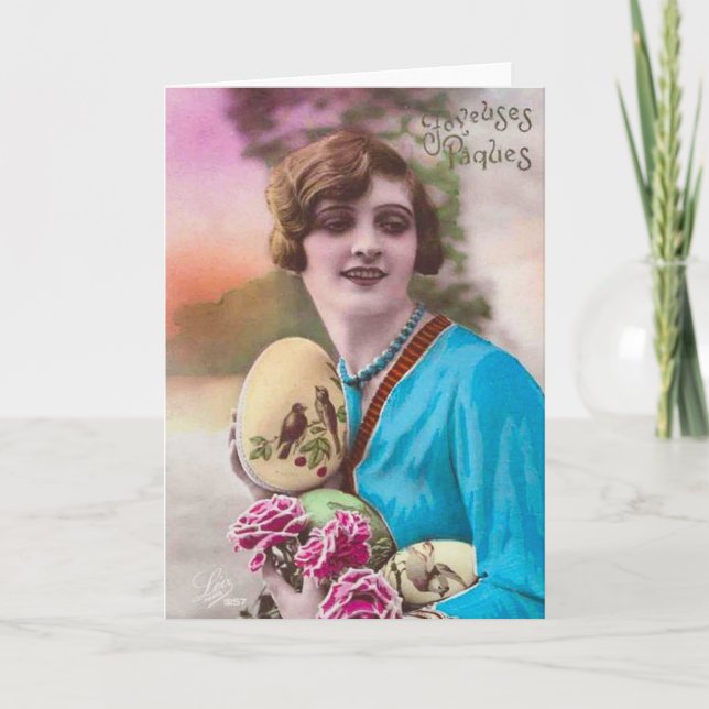 Tarjeta de felicitación de Pascua Vintage (Anverso)