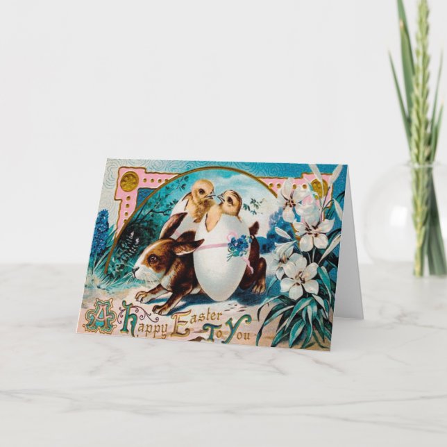 Tarjeta de felicitación de Pascua Vintage (Anverso)