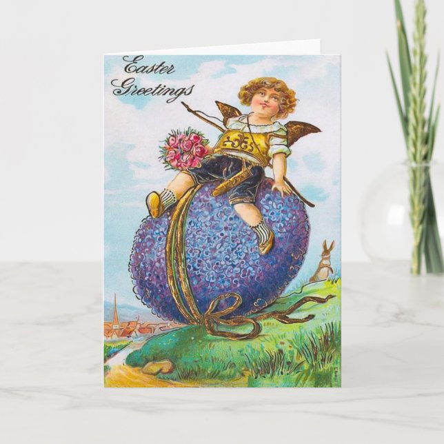 Tarjeta de felicitación de Pascua Vintage (Anverso)