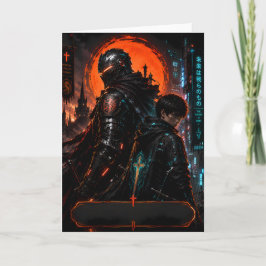 Tarjeta de felicitación de paternidad Cyber Knight