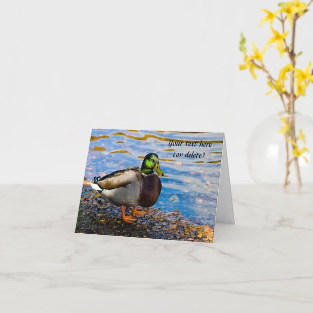 Tarjeta de felicitación de pato real (flor amarilla)