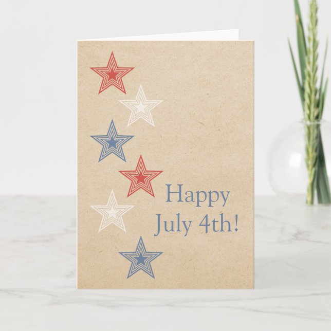 Tarjeta de felicitación de Patriotic Stars July 4 (Anverso)