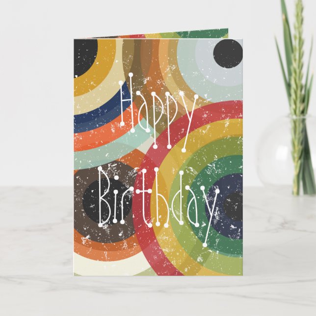 tarjeta de felicitación de patrón de círculo retro (Anverso)