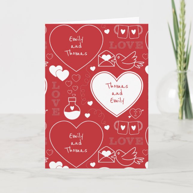 Tarjeta de felicitación de patrón de San Valentín  (Anverso)