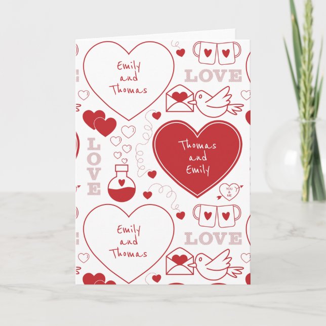 Tarjeta de felicitación de patrón de San Valentín  (Anverso)