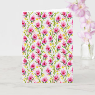 Tarjeta de felicitación de patrón floral rosa dulc