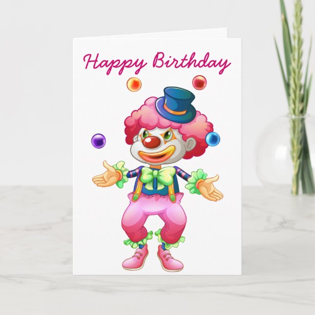 Tarjeta de felicitación de payaso retro Personaliz (Anverso)