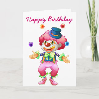 Tarjeta de felicitación de payaso retro Personaliz