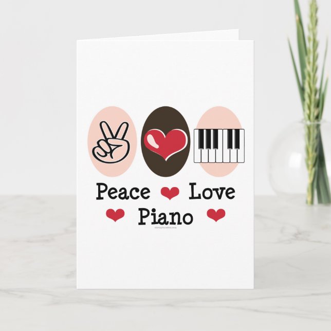 Tarjeta de felicitación de Peace Love Piano (Anverso)